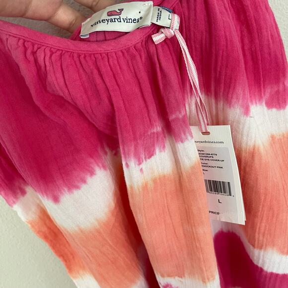 NWT Vineyard Vines Pink Orange Tie Dye Swim Cover Up Dress (L) - Picture 3 of 8